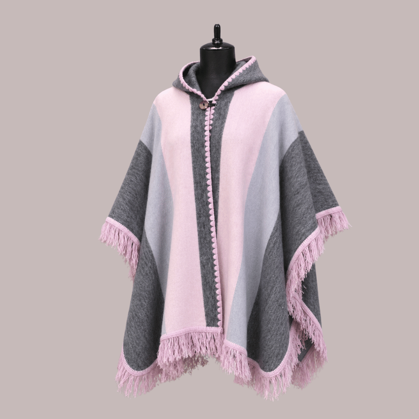 Classic Poncho Lightweight Alpaca pink women